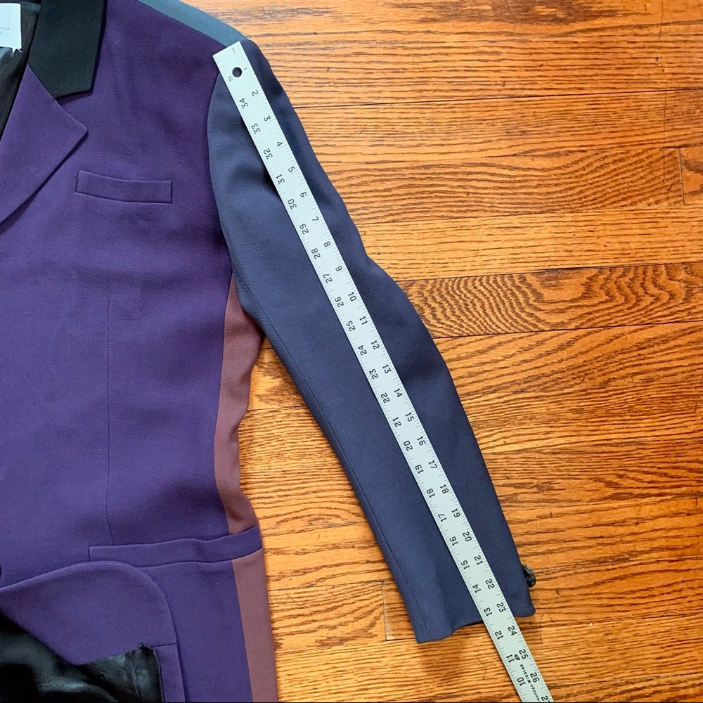 Vintage 90s Myrene de Premonville Paris Wool Colorblock 2 Piece Pant Suit - Picture 14 of 16